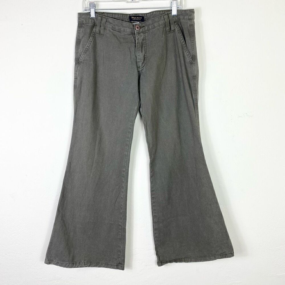 Vintage y2k Truck Jeans Olive Drab Low Rise Wide Leg Flare Jeans Size 11/12